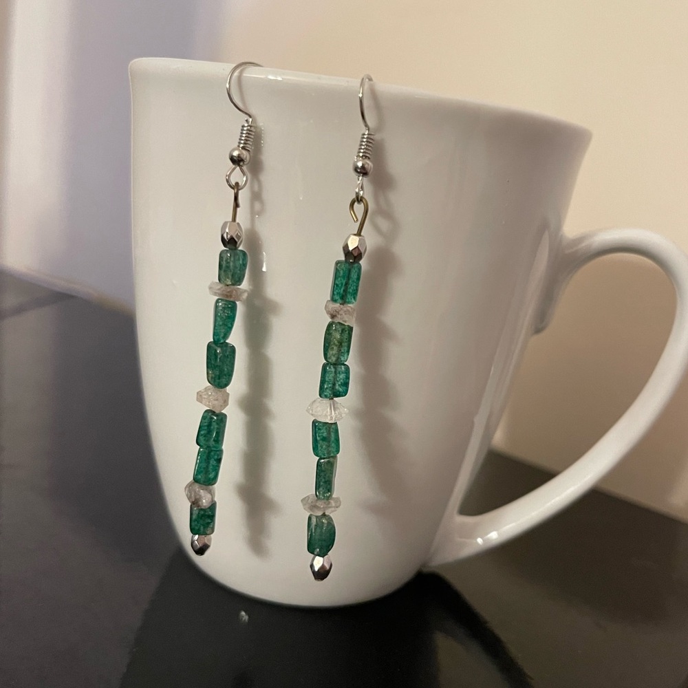 💕2/$11 Chrome Diopside & Herkimer Diamond earrings